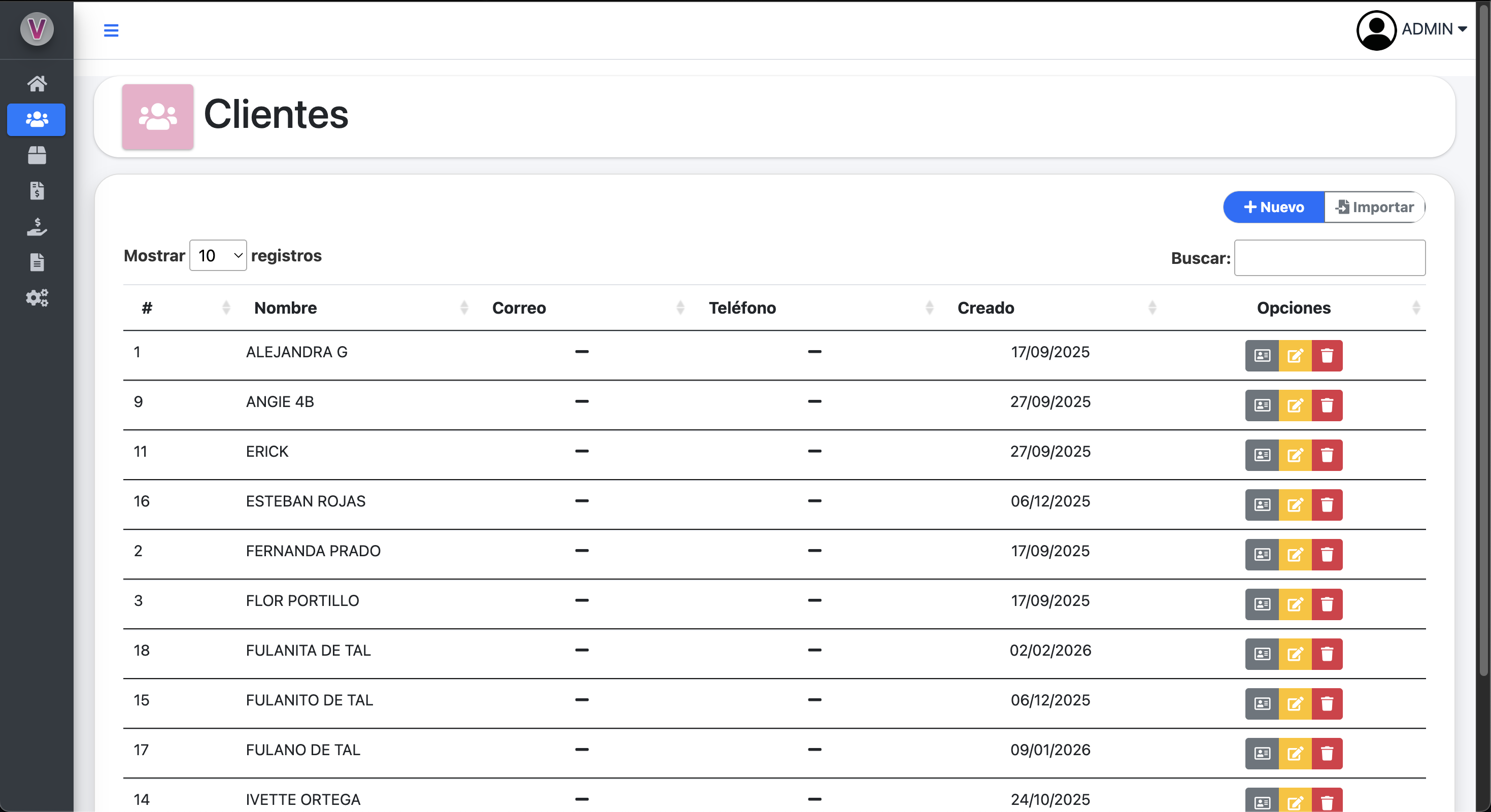 Sistema de Control de Clientes — 2